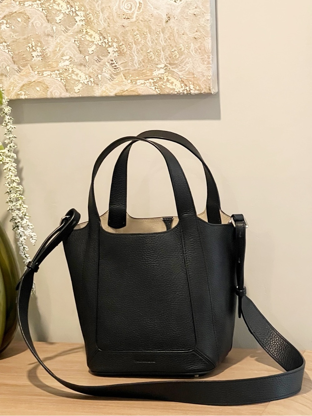 The Horse Alexis Black Leather Bucket Tote